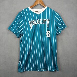 Alleson Athletic Velocity University 6 Jersey Youth XL Blue Striped Print V Neck
